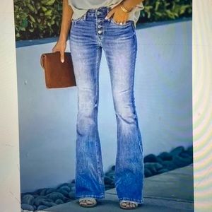 Jeans Button Fly High Waist Flare Leg. NWOT